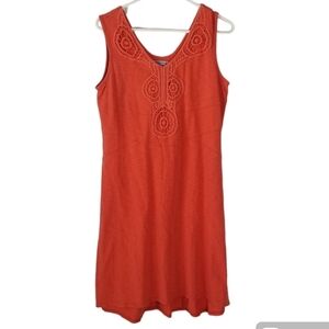 Athleta Orange Annie Crochet V Neck Beach Dress Size M Stretch Casual
